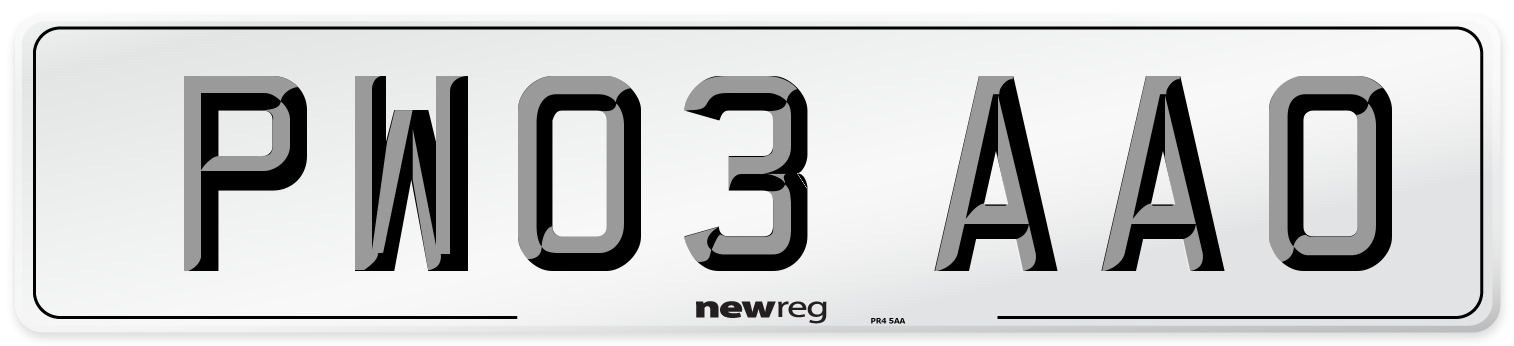 PW03 AAO Number Plate from New Reg
